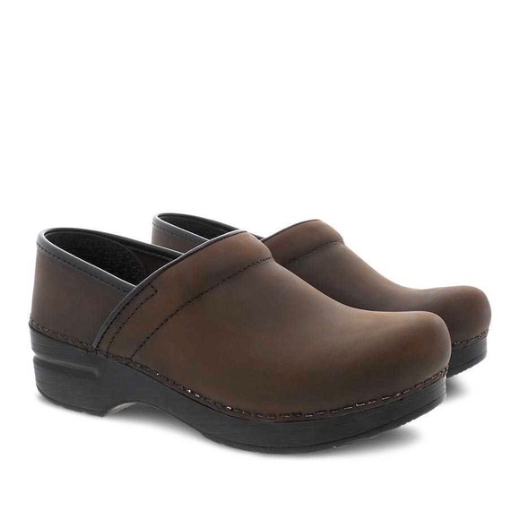 dansko oiled leather clogs